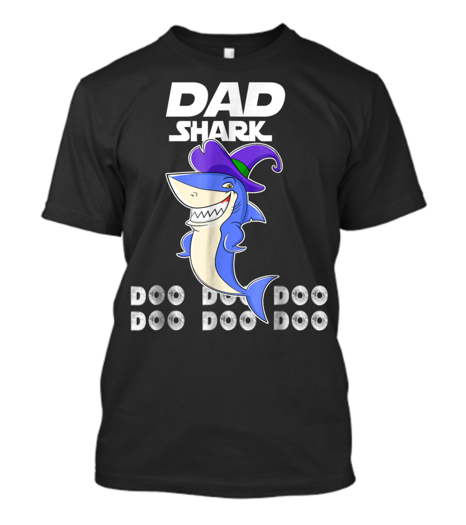 Dad Shark Doo Doo Doo Funny Shark With Witch Hat T-Shirt