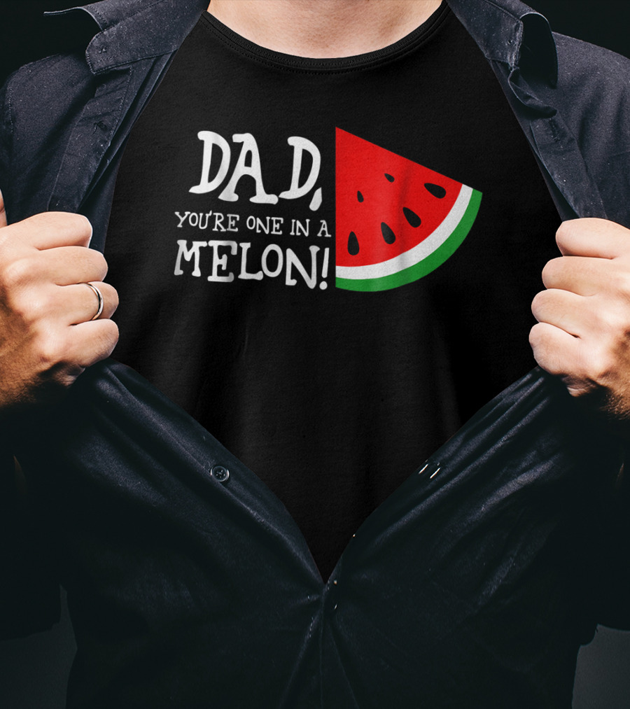 Dad You're One In A Melon Summer Tropical Fruit Watermelon Slice T-Shirt