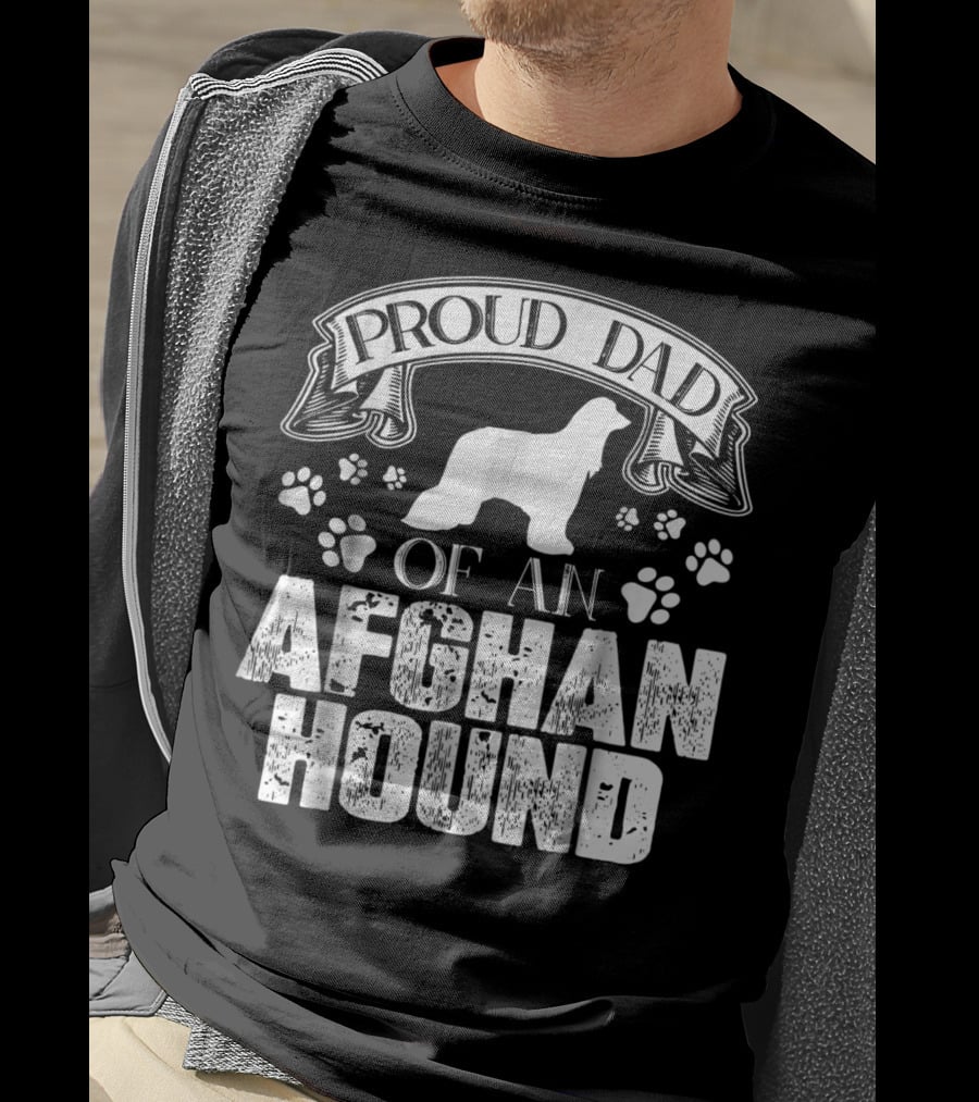 Proud Dad Of An Afghan Hound With Paw Prints T-Shirt