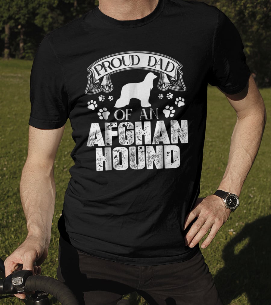 Proud Dad Of An Afghan Hound With Paw Prints T-Shirt