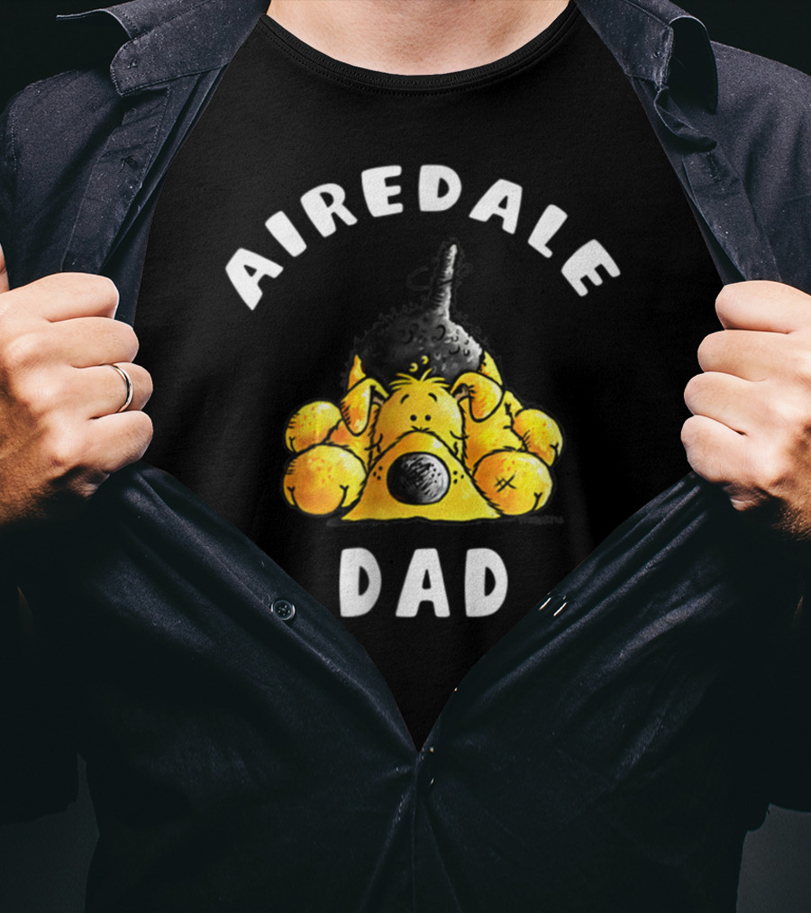 Airedale Terrier Dad Dog Breed Cartoon T-Shirt