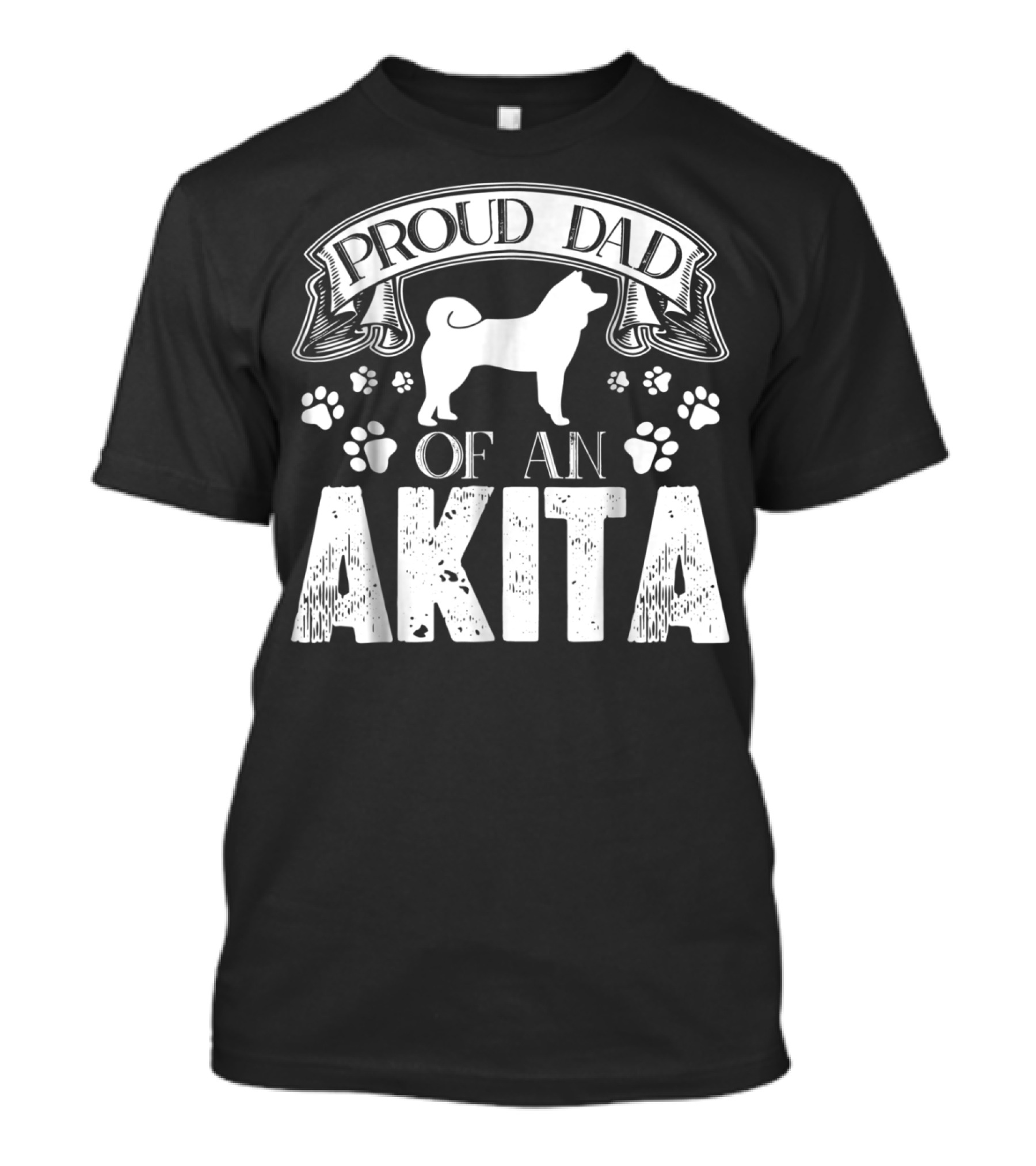 Proud Dad Of An Akita Dog Lover Paw Prints T-Shirt