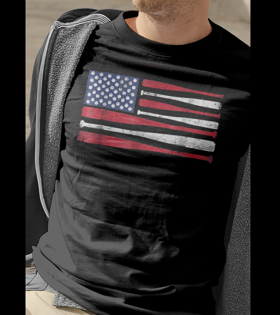 American Flag Baseball Bat T-Shirt