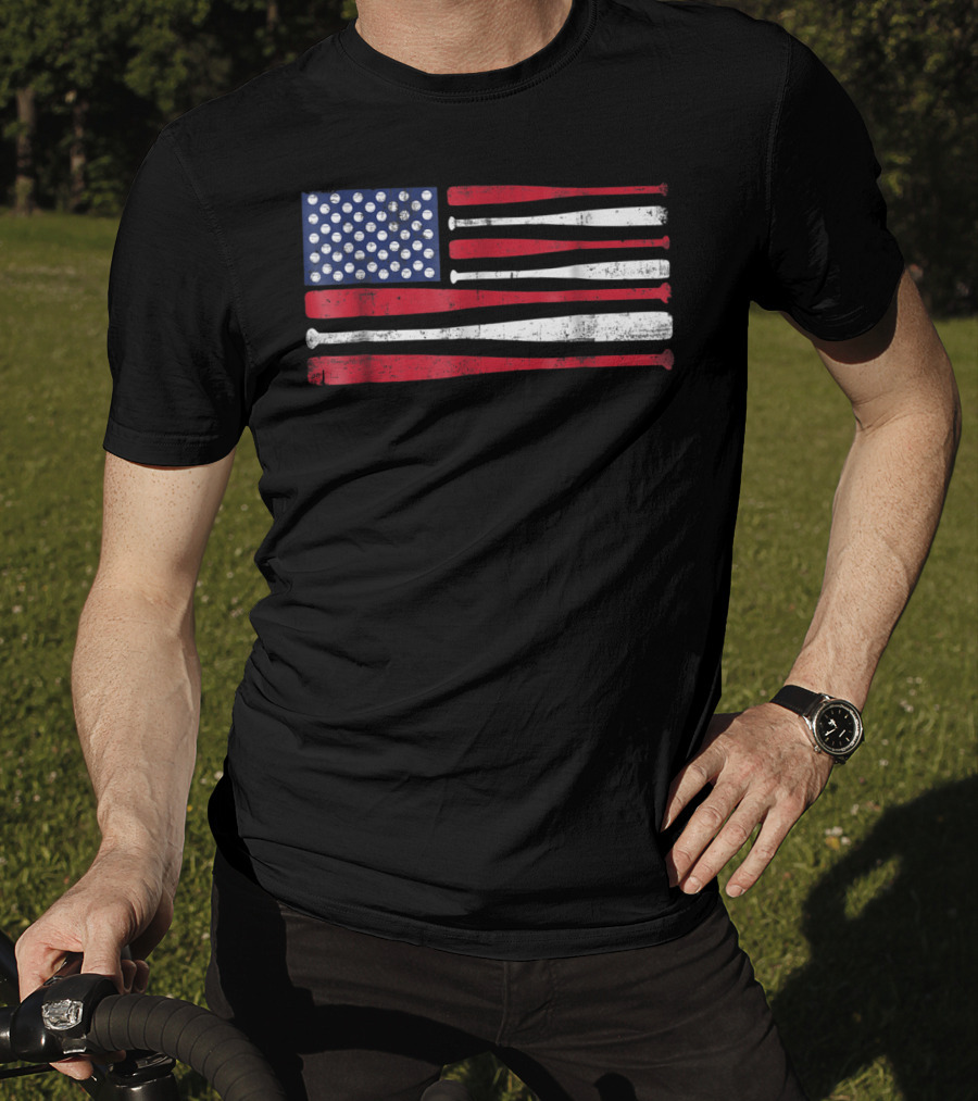 American Flag Baseball Bat T-Shirt