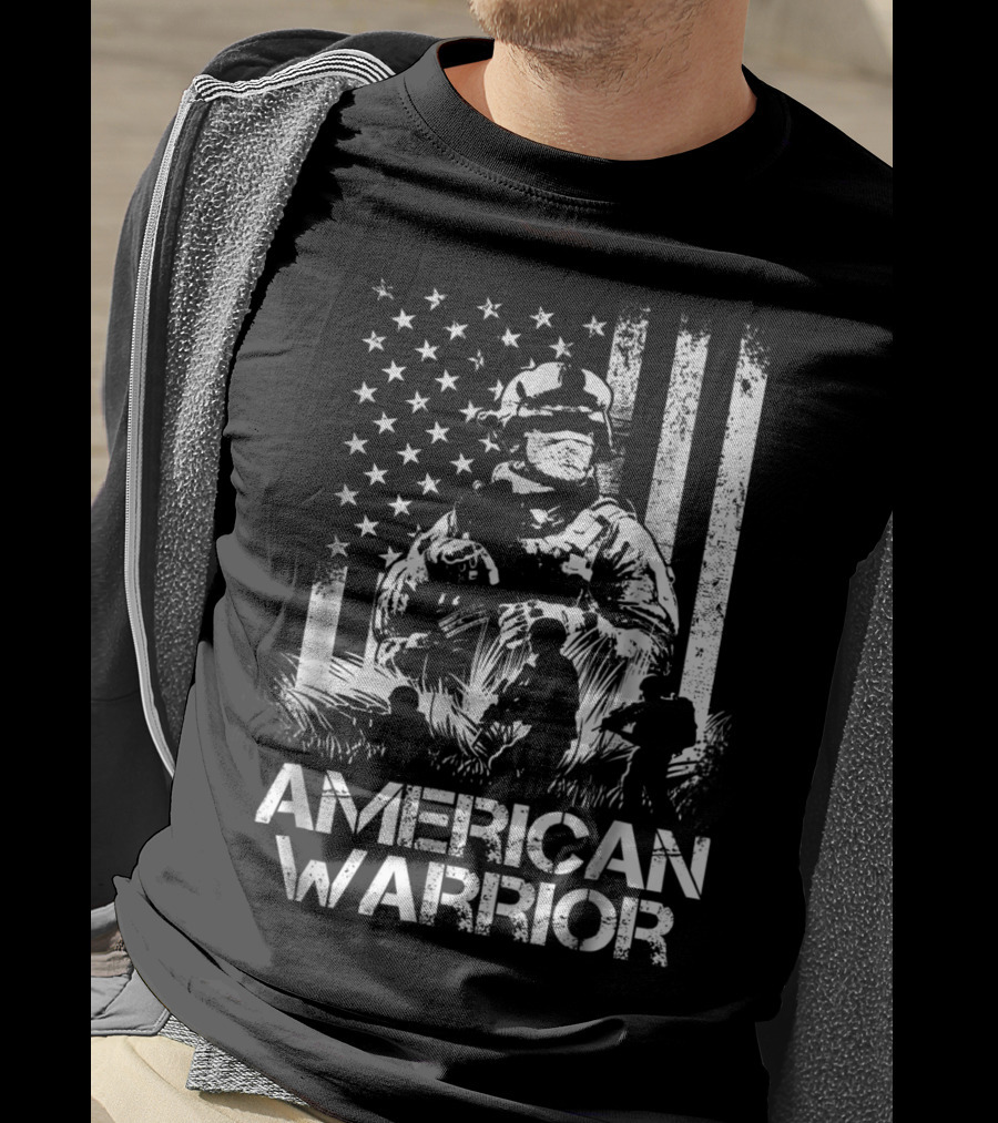 American Warrior Veteran Proud USA Patriotic Soldier T-Shirt