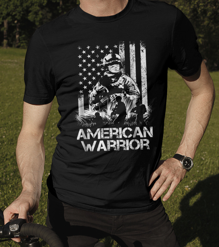 American Warrior Veteran Proud USA Patriotic Soldier T-Shirt