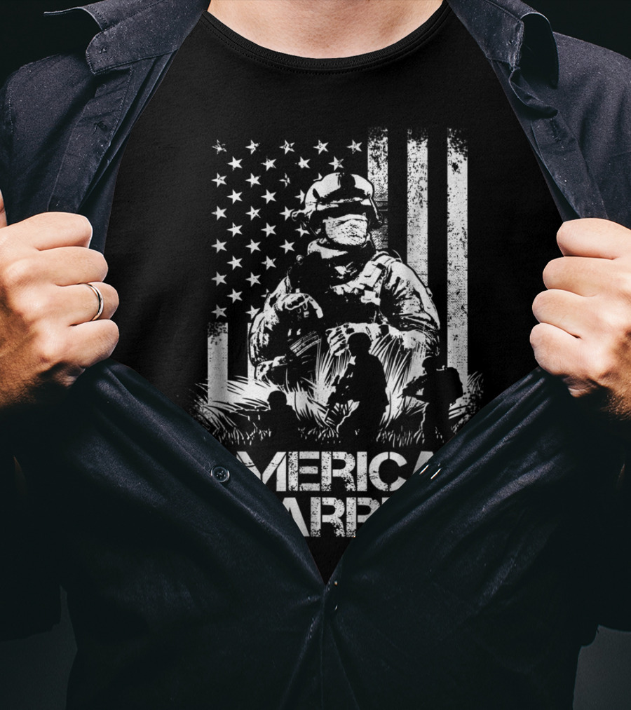American Warrior Veteran Proud USA Patriotic Soldier T-Shirt