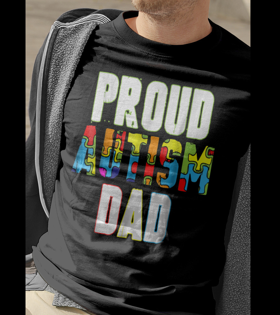 PROUD AUTISM DAD Autism Awareness Product T-Shirt