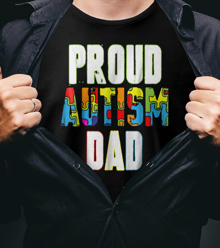 PROUD AUTISM DAD Autism Awareness Product T-Shirt