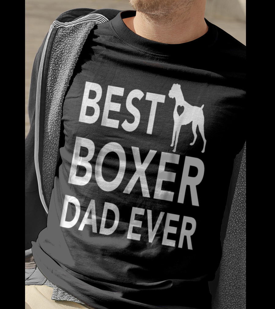 Best Boxer Dog Dad Ever With Heart-Shaped Cutout Boxer T-Shirt