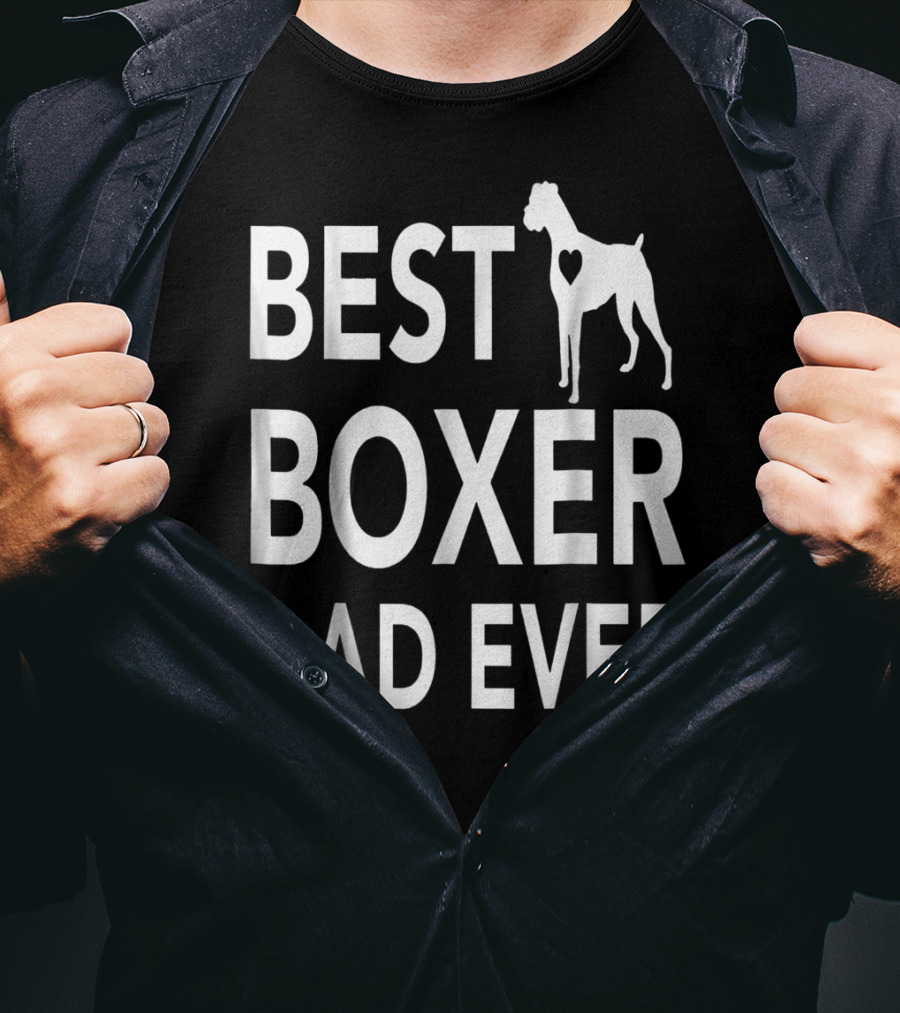 Best Boxer Dog Dad Ever With Heart-Shaped Cutout Boxer T-Shirt
