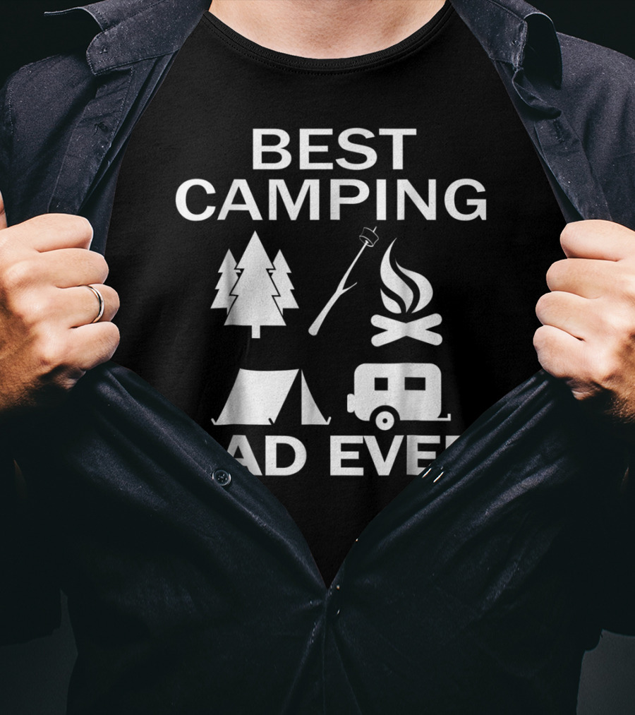 Best Camping Dad Ever Tree Fire Tent Rv T-Shirt