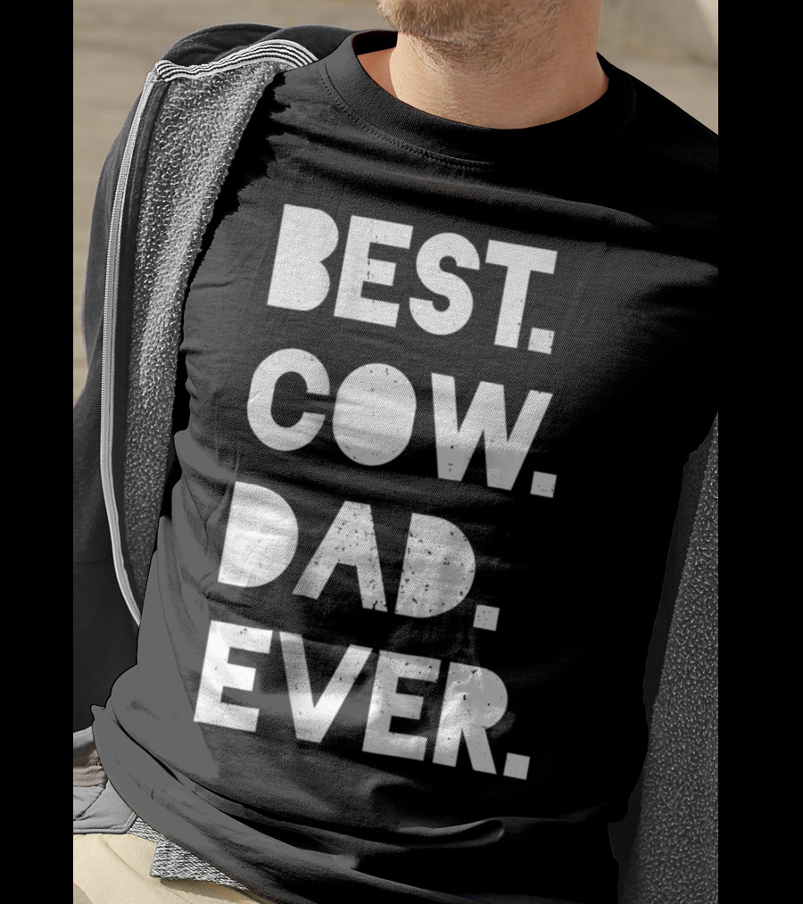 Best Cow Dad Ever Mens Vintage Farmer Gift T-Shirt