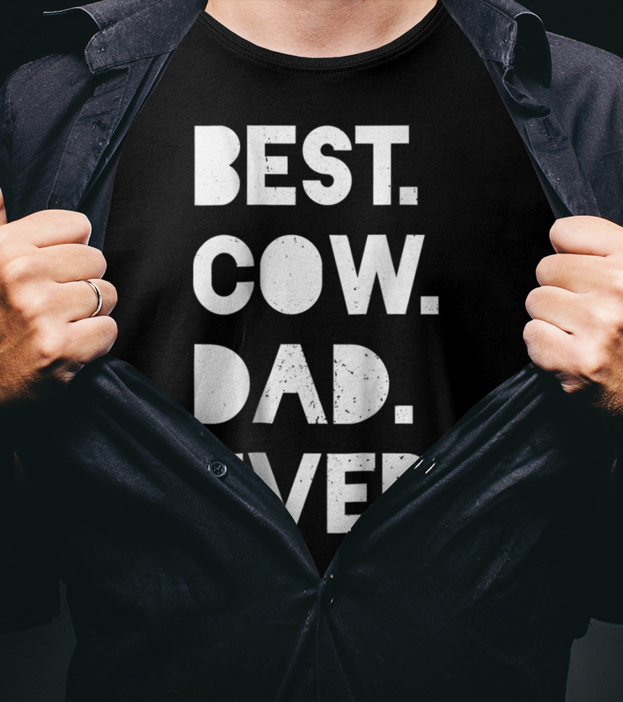 Best Cow Dad Ever Mens Vintage Farmer Gift T-Shirt