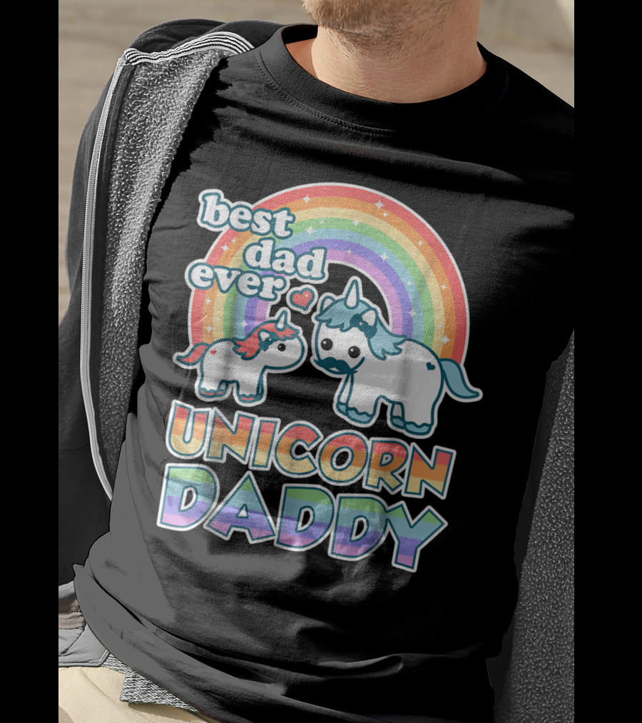 Best Dad Ever Unicorn Daddy Cute Funny Rainbow T-Shirt