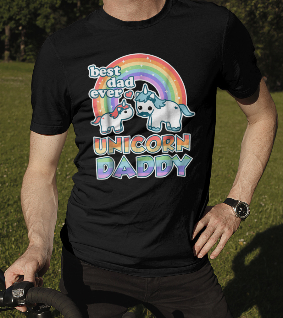 Best Dad Ever Unicorn Daddy Cute Funny Rainbow T-Shirt