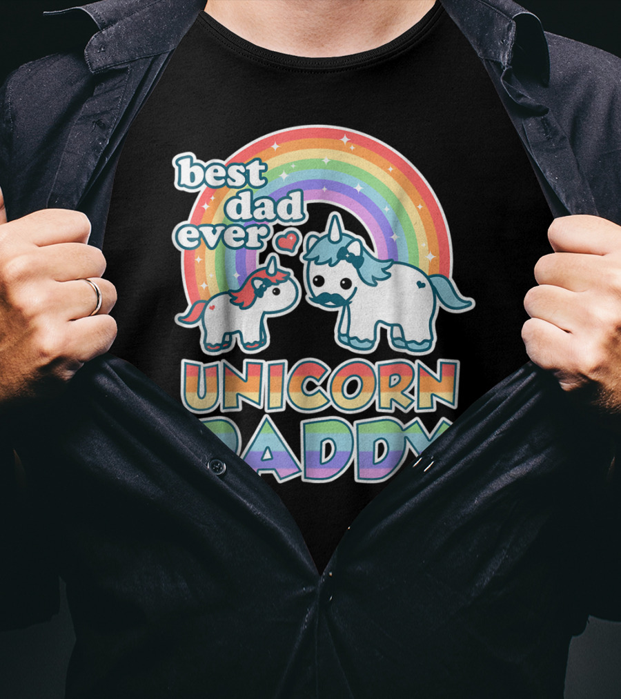 Best Dad Ever Unicorn Daddy Cute Funny Rainbow T-Shirt