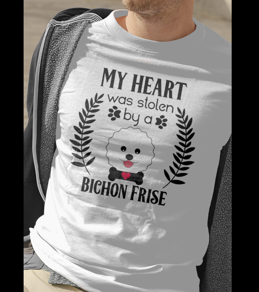 My Heart Was Stolen By A Bichon Frise Puppy Lover Dog Dad Canine Puppies T-Shirt