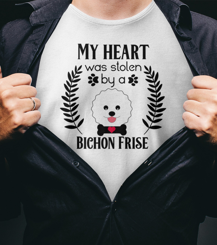 My Heart Was Stolen By A Bichon Frise Puppy Lover Dog Dad Canine Puppies T-Shirt