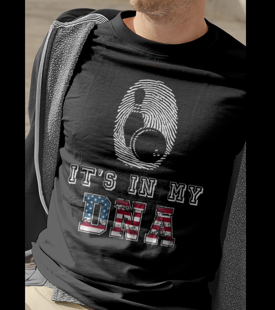 It's In My DNA Bowling Fingerprint American Flag Bowling Novelty And Accessories98 T-Shirt