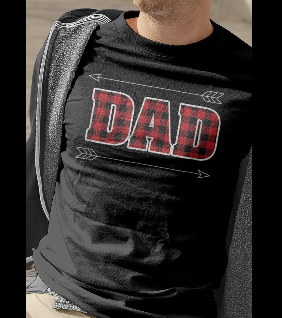 Buffalo Plaid Dad Lumberjack Family Birthday Arrows T-Shirt