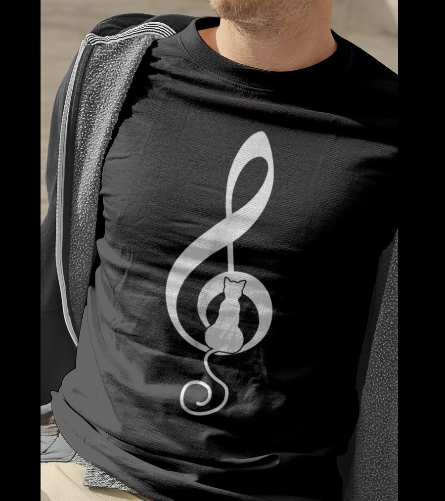 Cat Musical Gclef Music Lover Cat T-Shirt