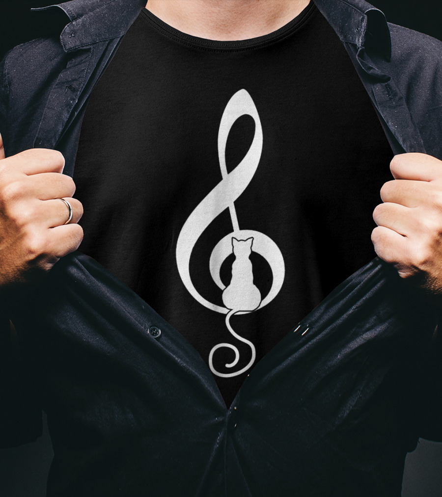 Cat Musical Gclef Music Lover Cat T-Shirt