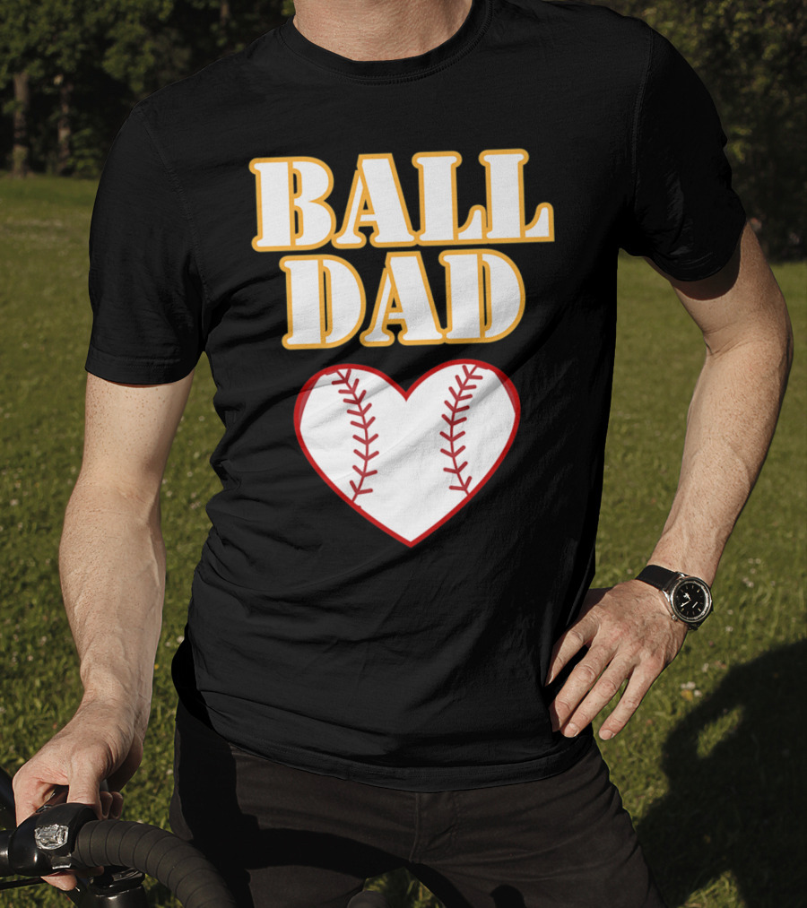 Ball Dad Heart Love Baseball Softball 14 T-Shirt