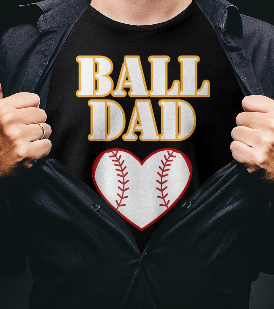 Ball Dad Heart Love Baseball Softball 14 T-Shirt
