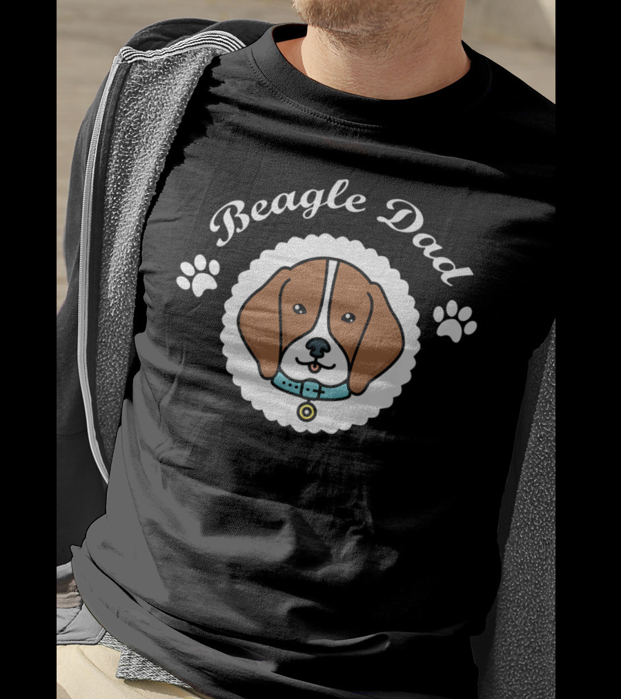 Beagle Dad Funny Love Dog Pet Paw Prints T-Shirt