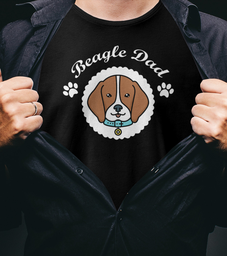 Beagle Dad Funny Love Dog Pet Paw Prints T-Shirt