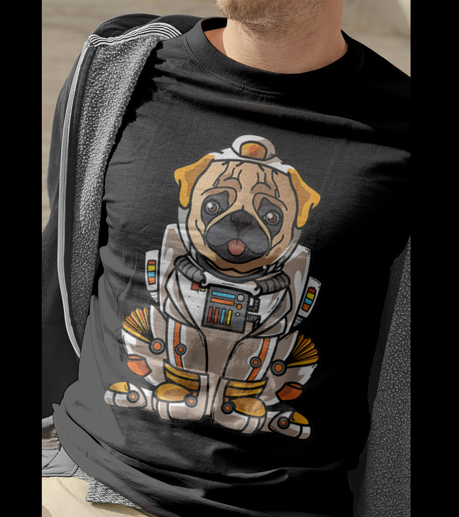 Christmas Space Pug Suit Astronaut Dog Owner T-Shirt
