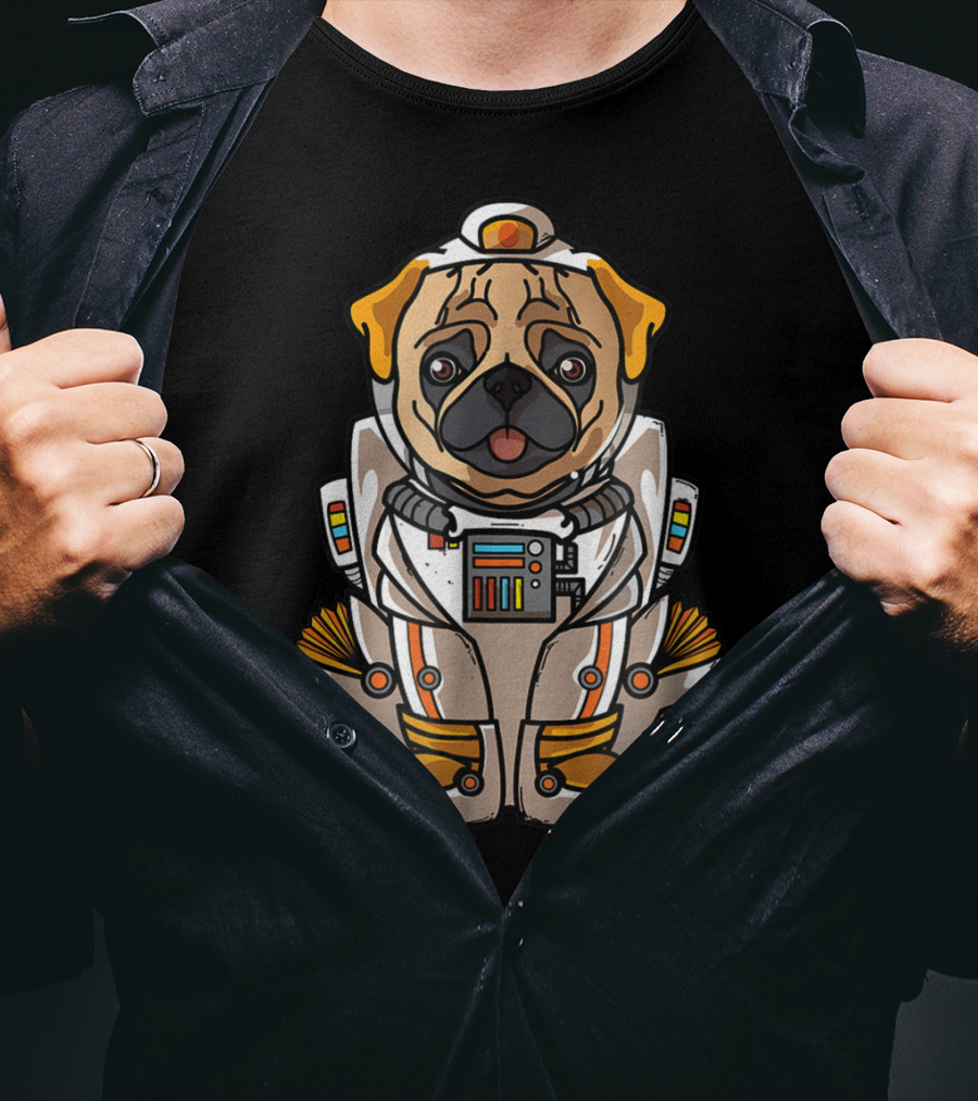 Christmas Space Pug Suit Astronaut Dog Owner T-Shirt