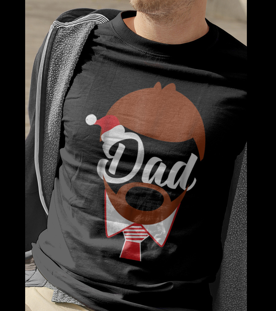 Dad Face Santa Hat Christmas Family Matching Holiday82 T-Shirt
