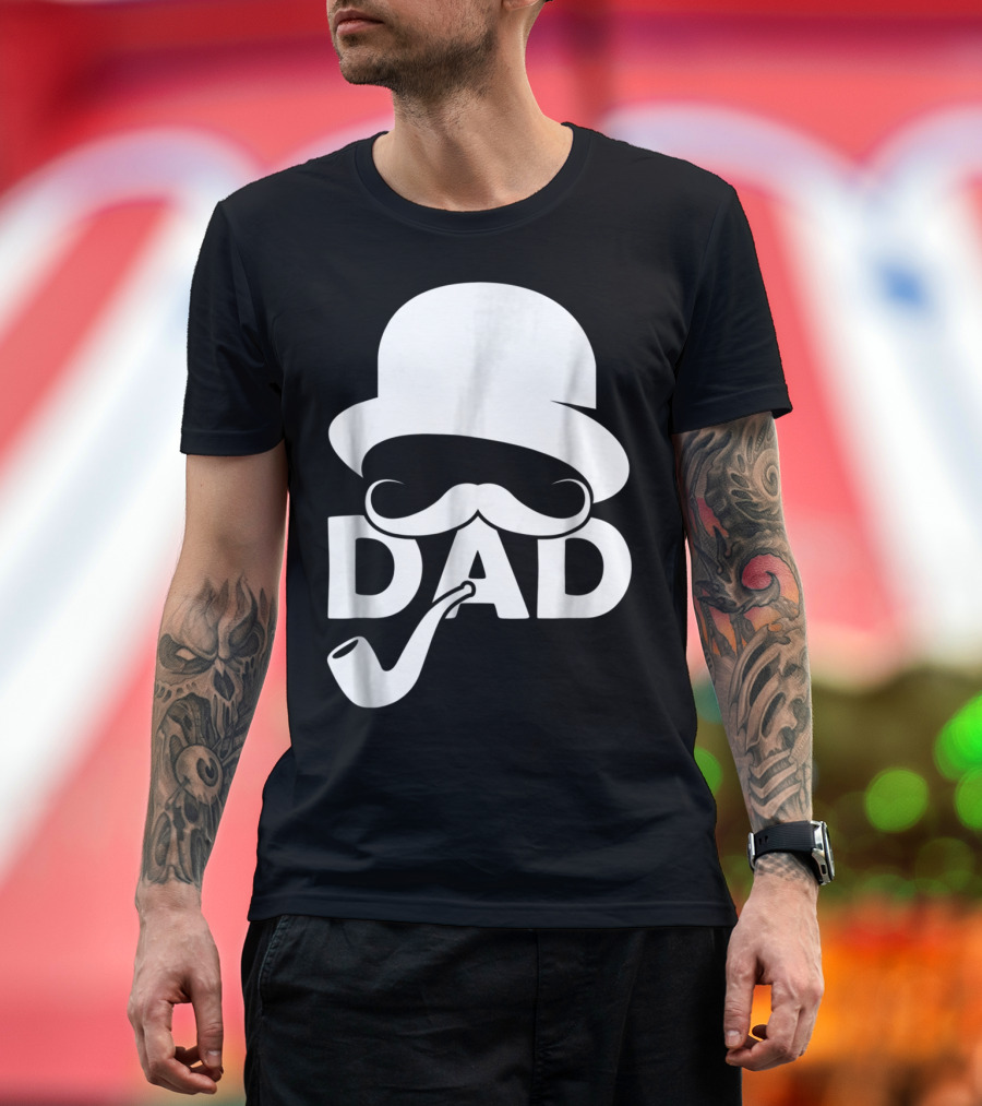 Cool Dad Mustache Hat Pipe T-Shirt
