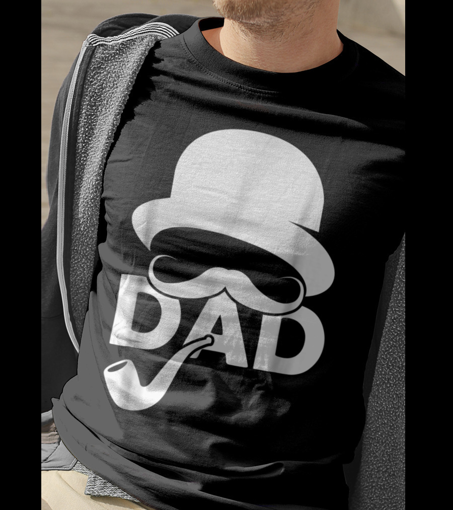 Cool Dad Mustache Hat Pipe T-Shirt