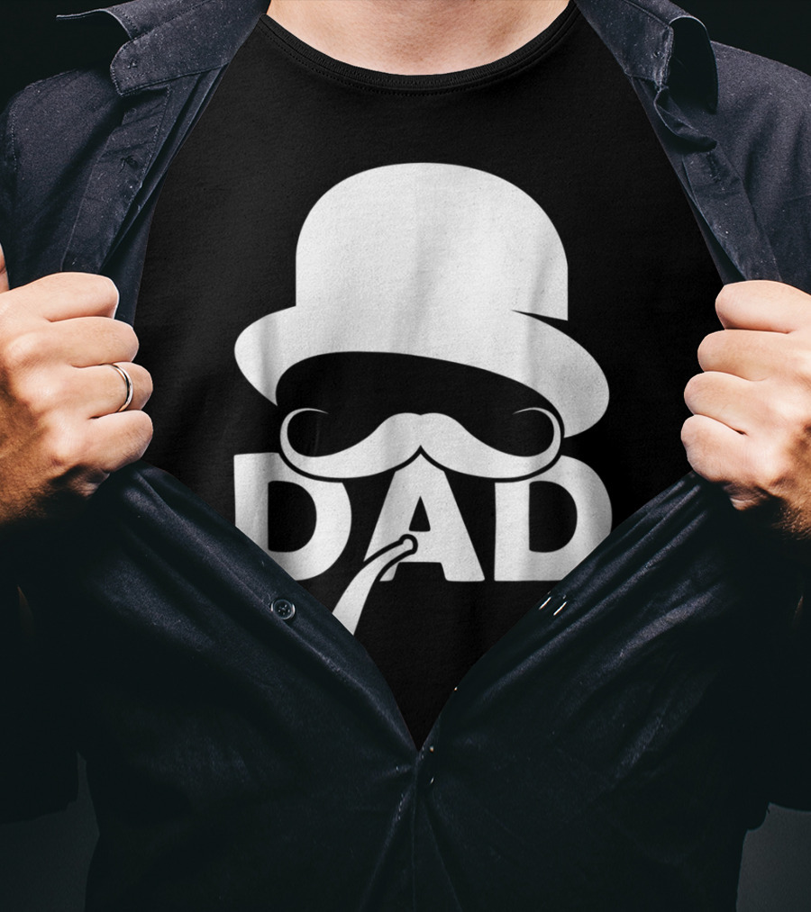 Cool Dad Mustache Hat Pipe T-Shirt