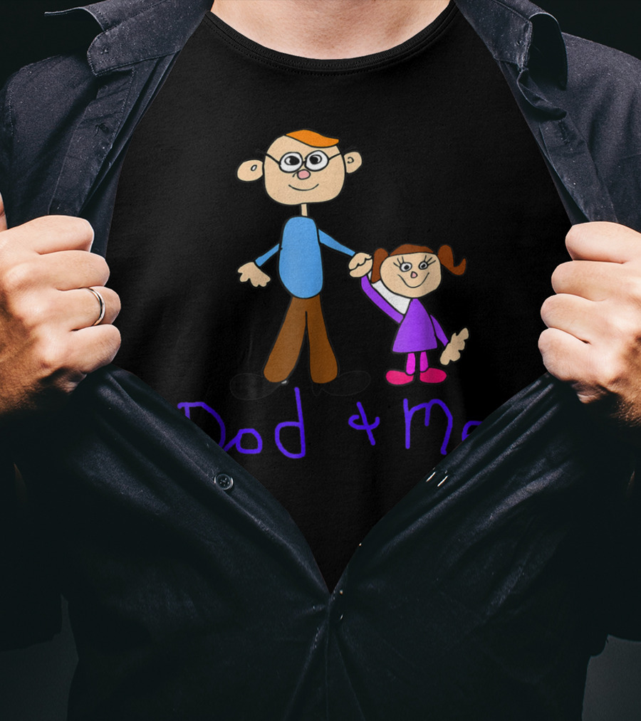 Dad And Me Father Daughter Cartoon Style Happy T-Shirt