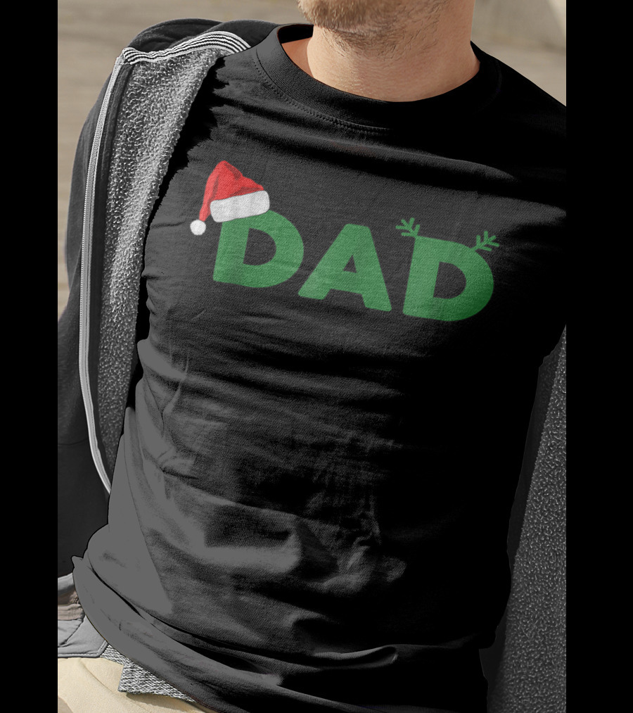 Dad Christmas Family Matching Santa Hat Reindeer Antlers T-Shirt