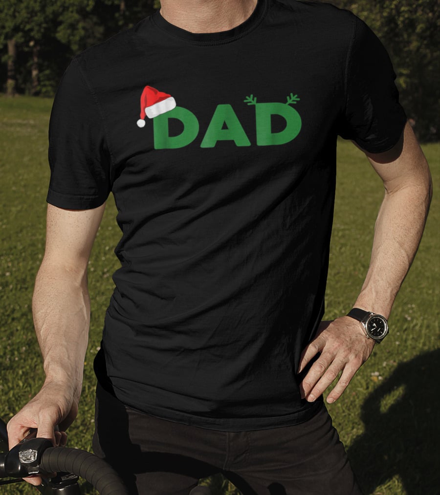 Dad Christmas Family Matching Santa Hat Reindeer Antlers T-Shirt