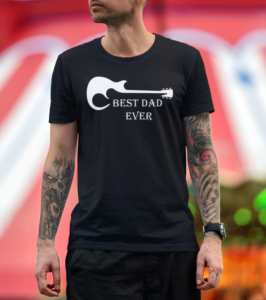 Best Dad Ever Guitar Silhouette Father's Day Musician Gift T-Shirt