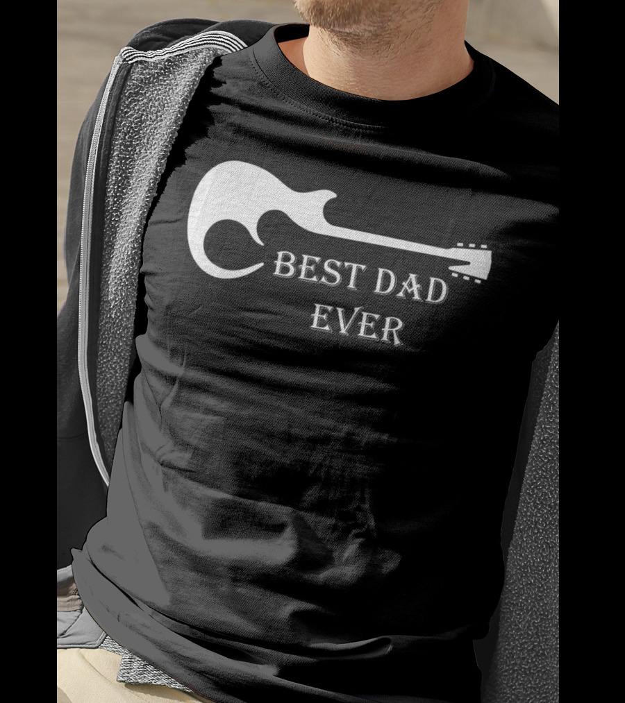 Best Dad Ever Guitar Silhouette Father's Day Musician Gift T-Shirt