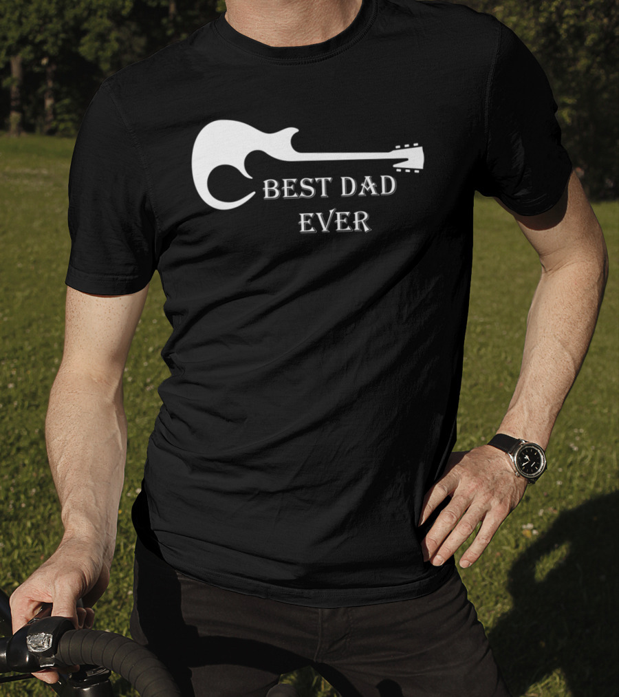 Best Dad Ever Guitar Silhouette Father's Day Musician Gift T-Shirt