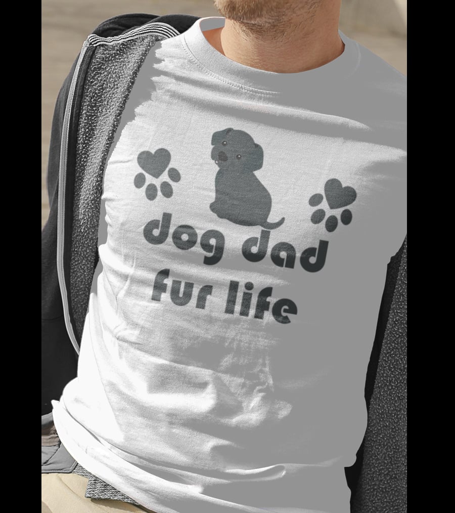 Dog Dad Fur Life Black Lab Lover Cute Funny Paw Hearts T-Shirt