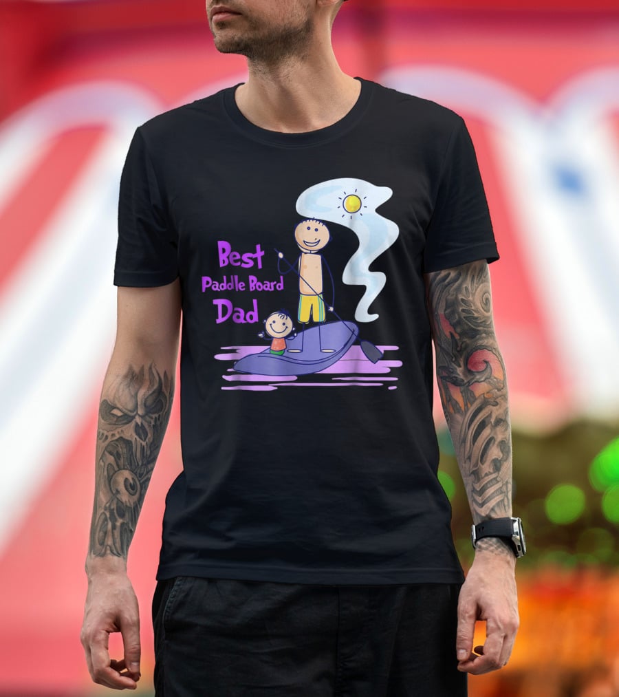 Best Paddle Board Dad Fun Stick Figure T-Shirt