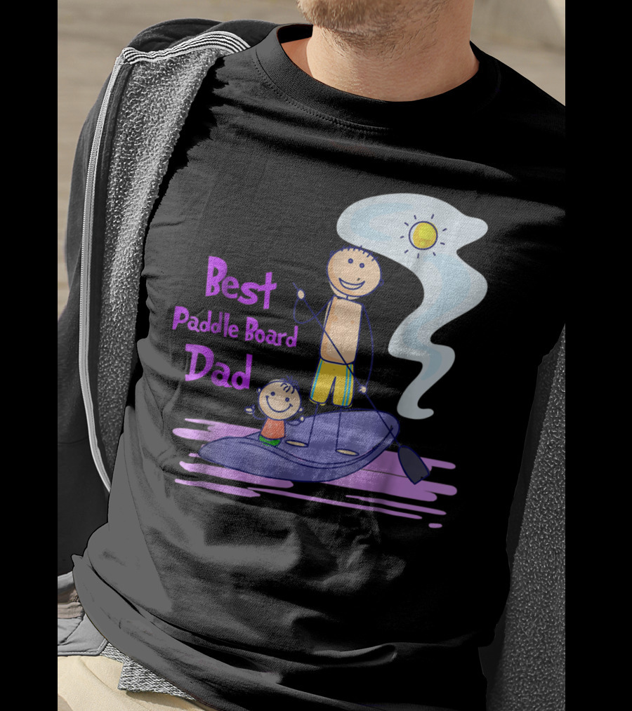 Best Paddle Board Dad Fun Stick Figure T-Shirt