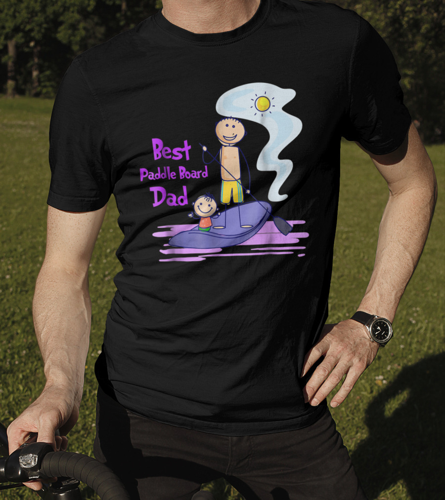 Best Paddle Board Dad Fun Stick Figure T-Shirt
