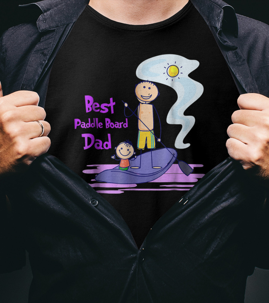 Best Paddle Board Dad Fun Stick Figure T-Shirt