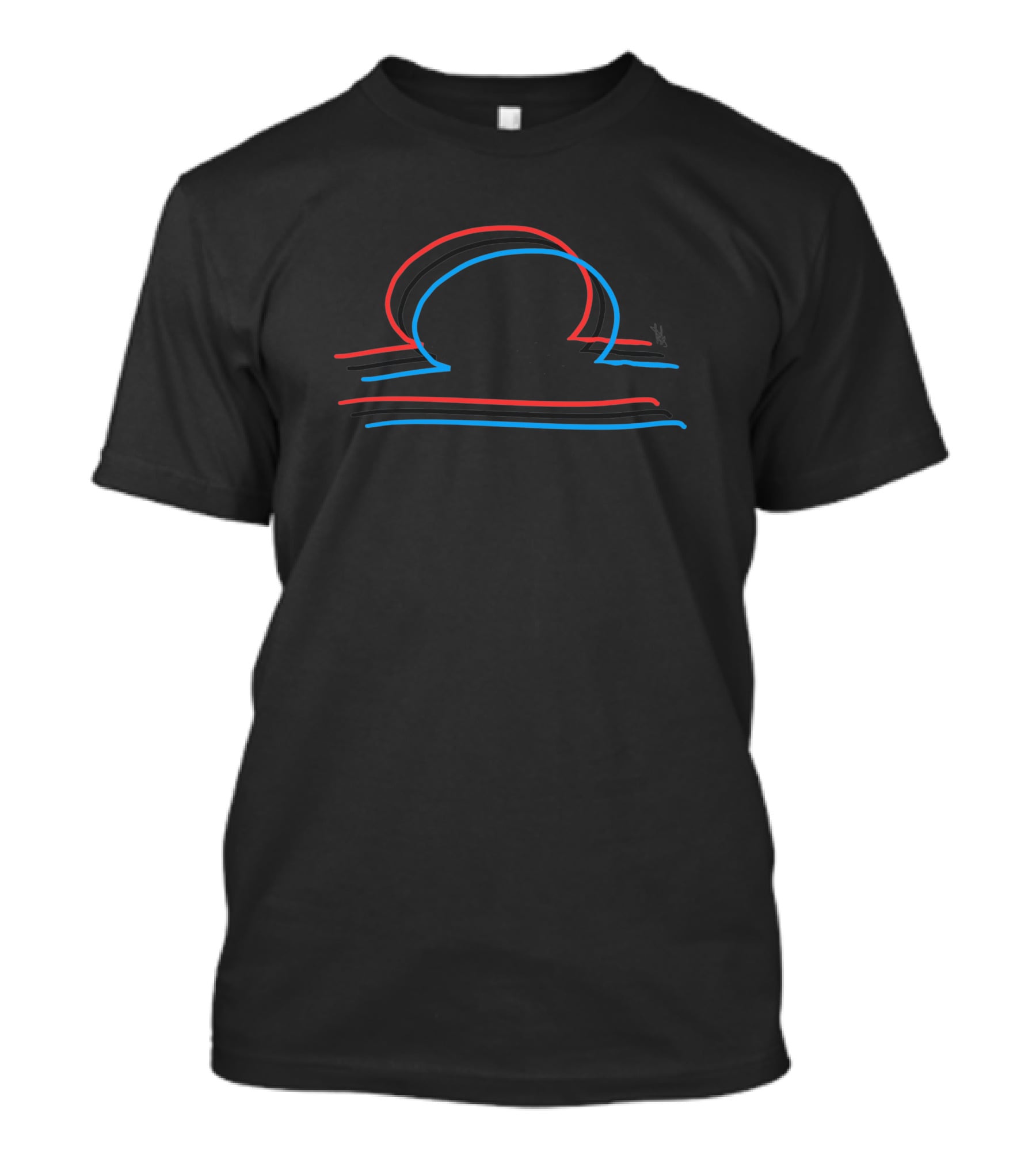 3D Libra Neon Red Blue Symbol T-Shirt