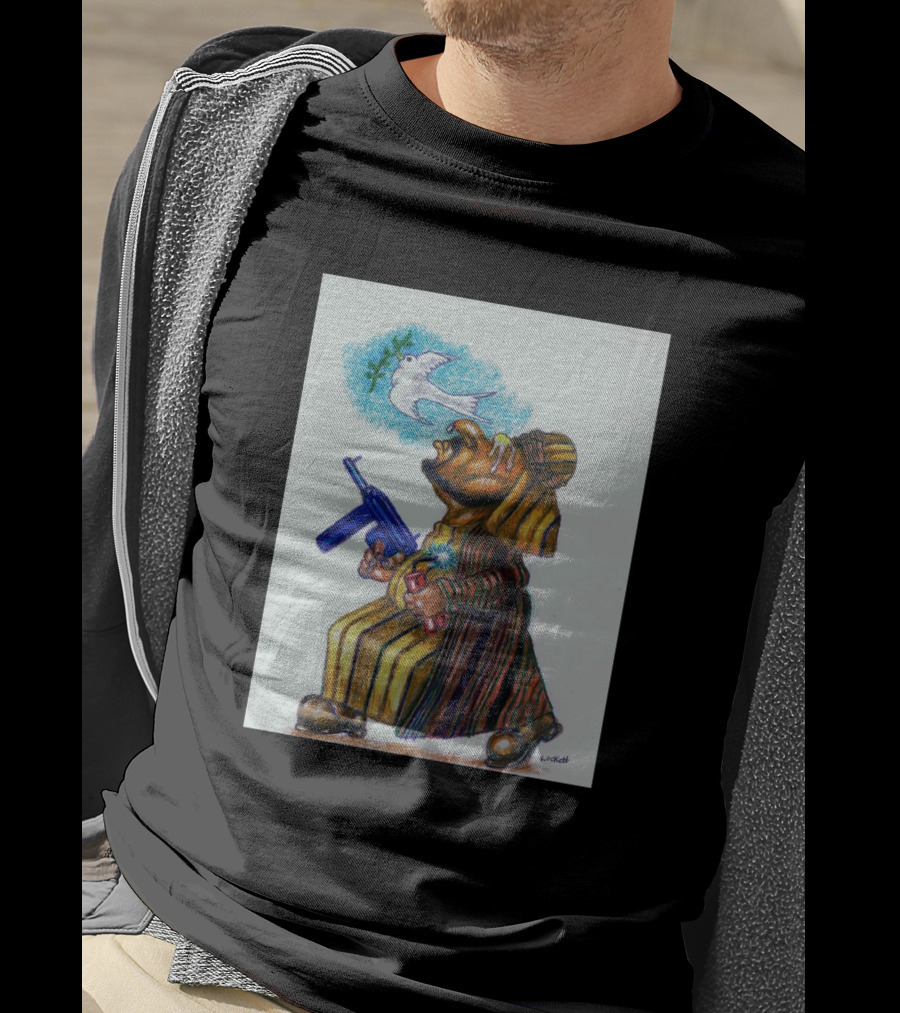 A Terrorist Act Cartoon Character Holding Gun And Dove Balloon T-Shirt